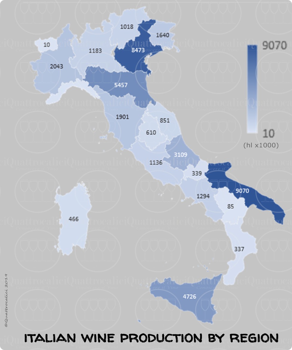 produzione vino per regione cartina