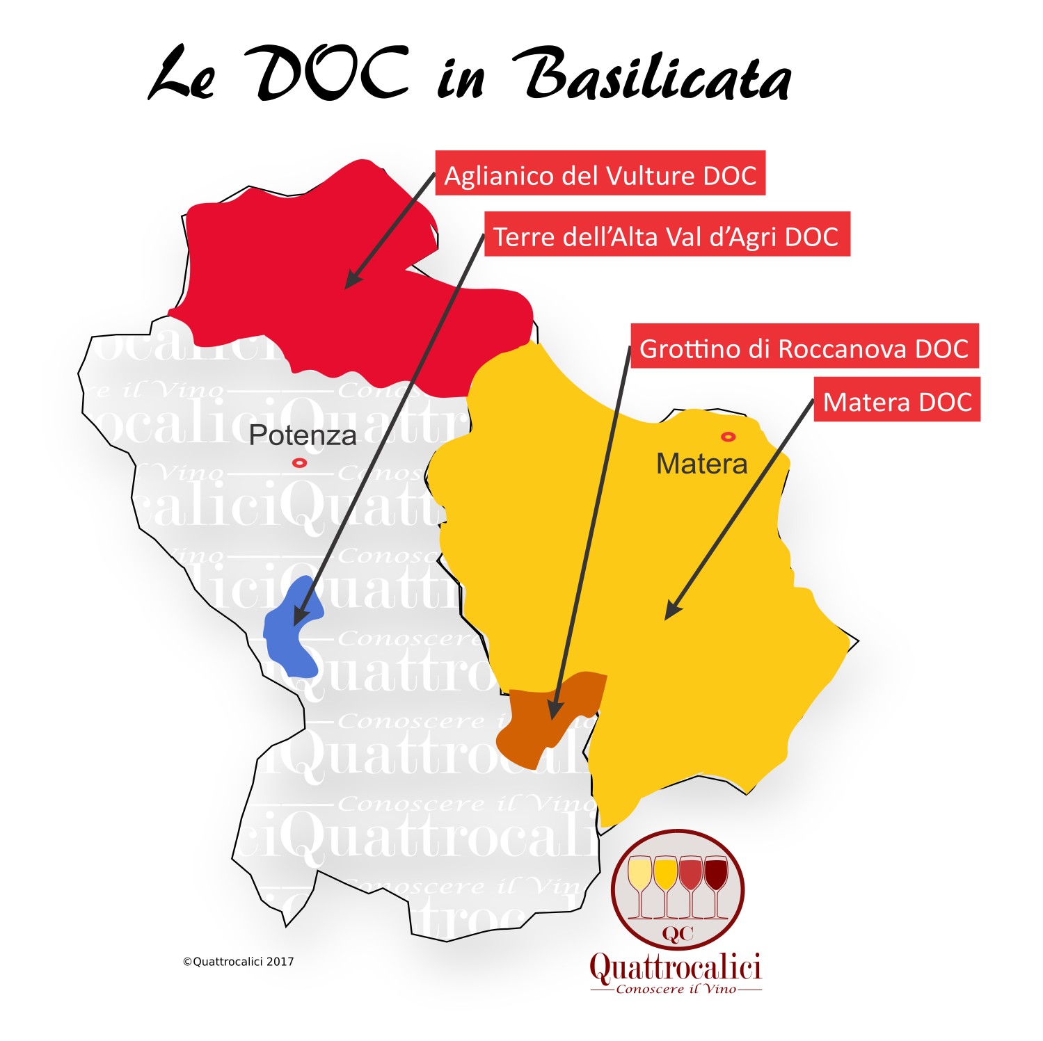 Mappa Denominazioni DOC Le Denominazioni di Origine della Basilicata