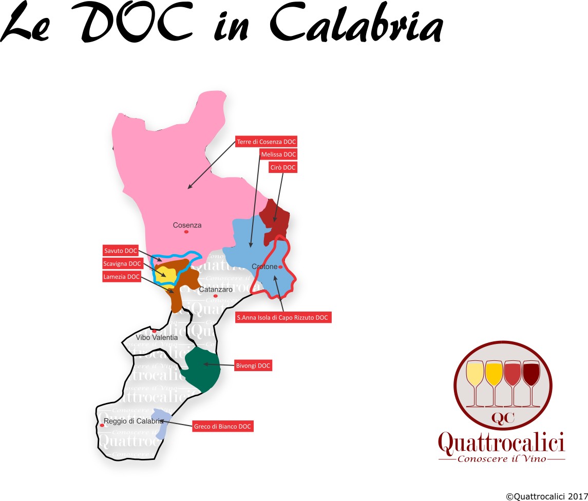 Mappa Denominazioni DOC Le Denominazioni di Origine della Calabria