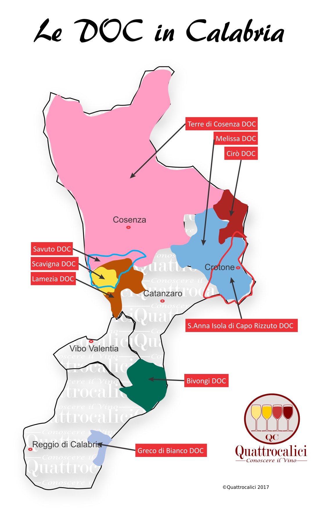 Mappa Denominzioni DOC Calabria