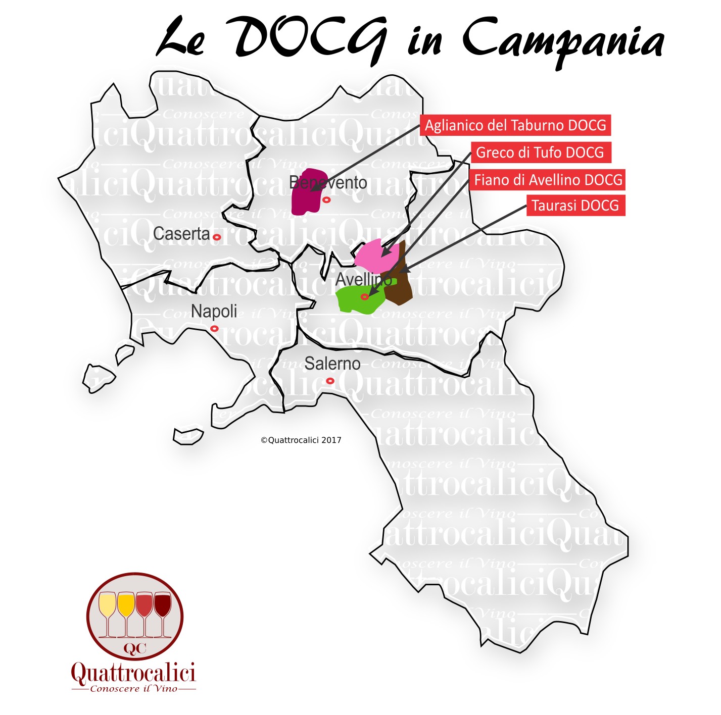 Mappa Denominazioni DOCG Le Denominazioni di Origine in Campania