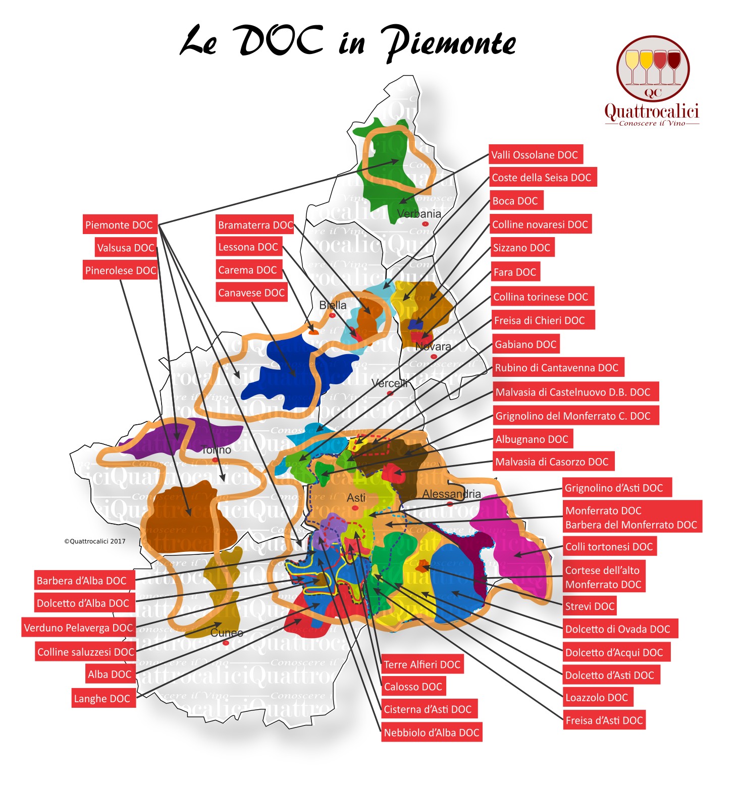 Mappa Denominzioni DOC Piemonte