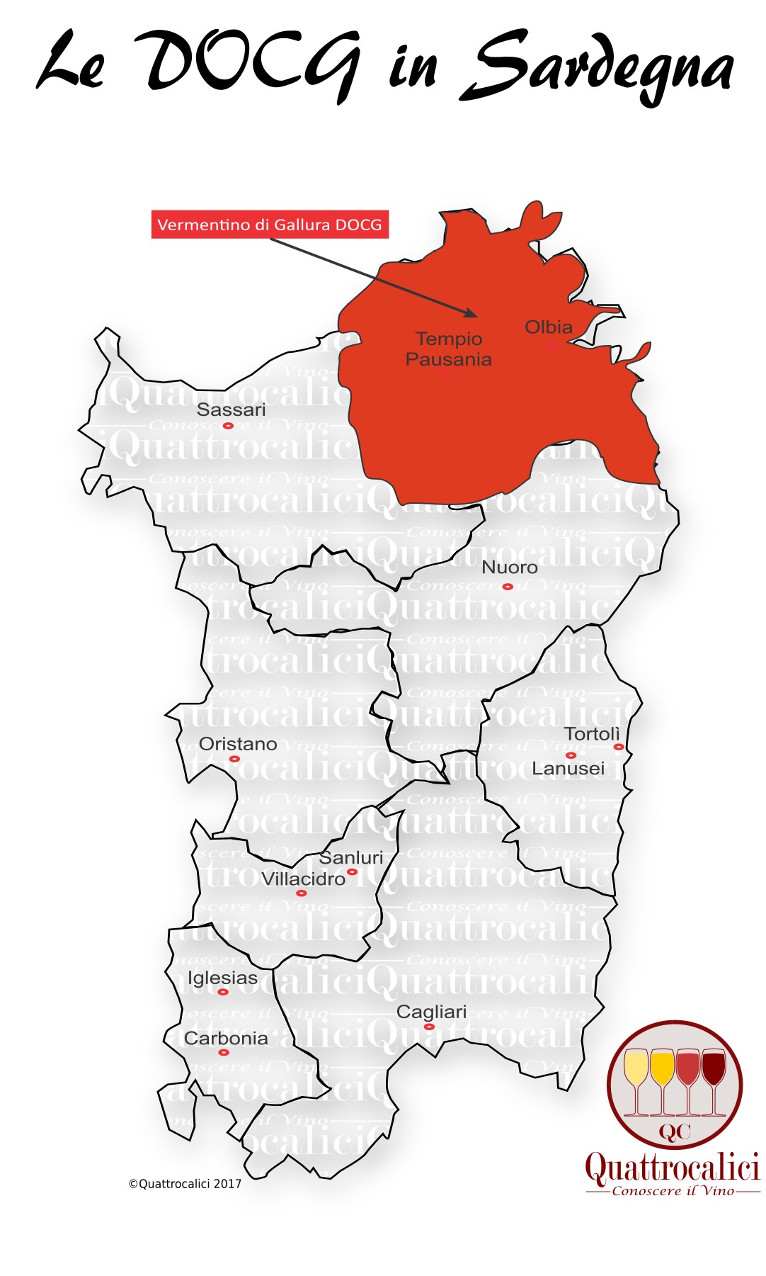 Mappa Denominazioni DOCG Le Denominazioni di Origine in Sardegna