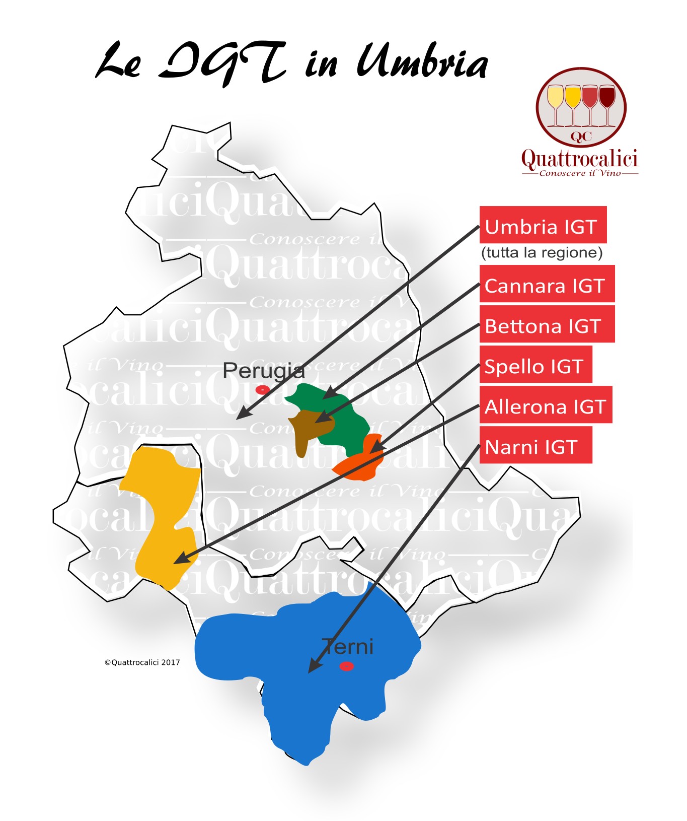 Mappa Denominazioni IGT Le Denominazioni di Origine in Umbria