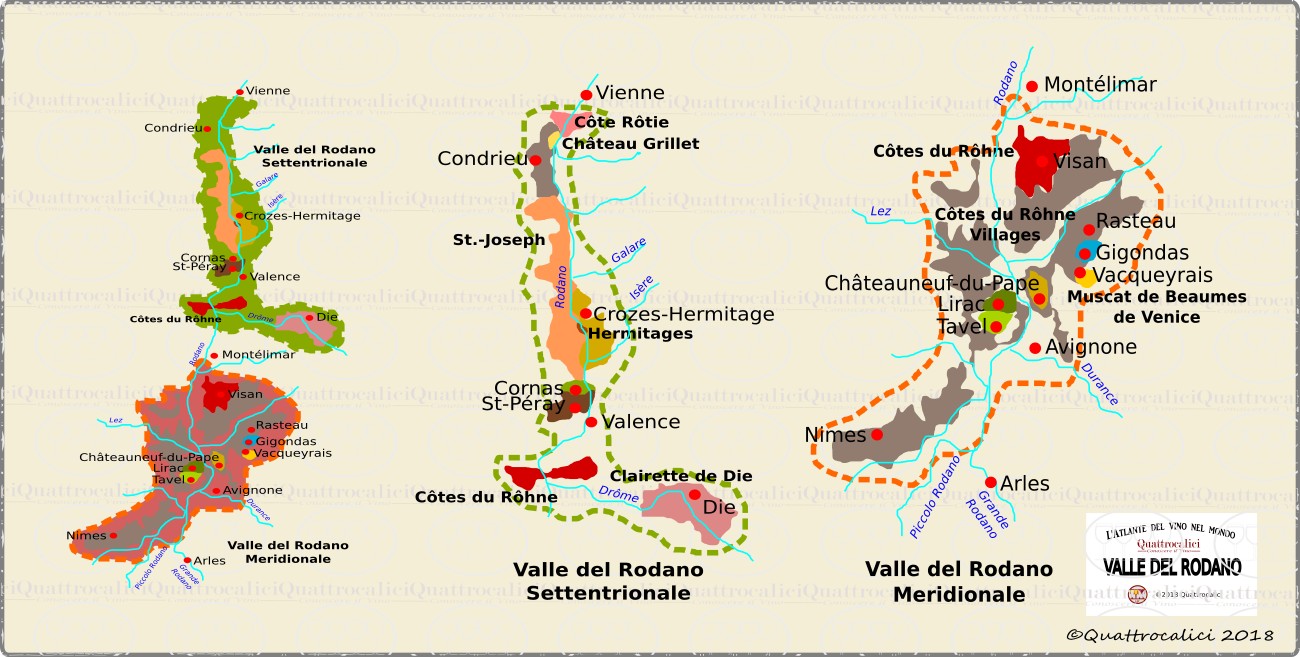 Valle del Rodano - Le zone del vino