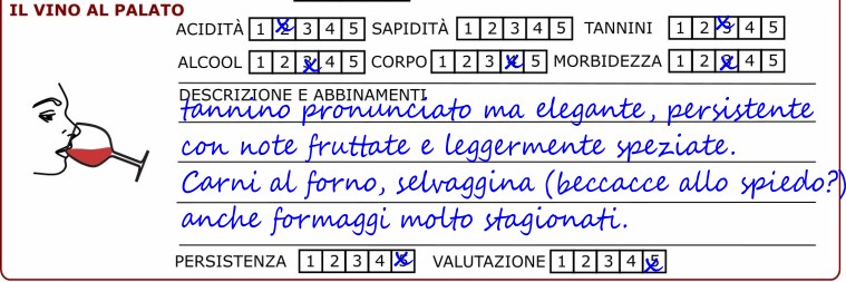 scheda degustazione vini esame gustativo