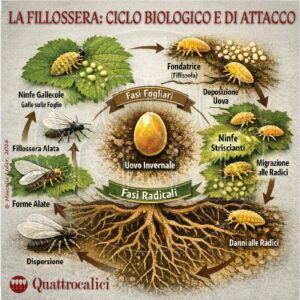 fillossera: ciclo vitale e di attacco
