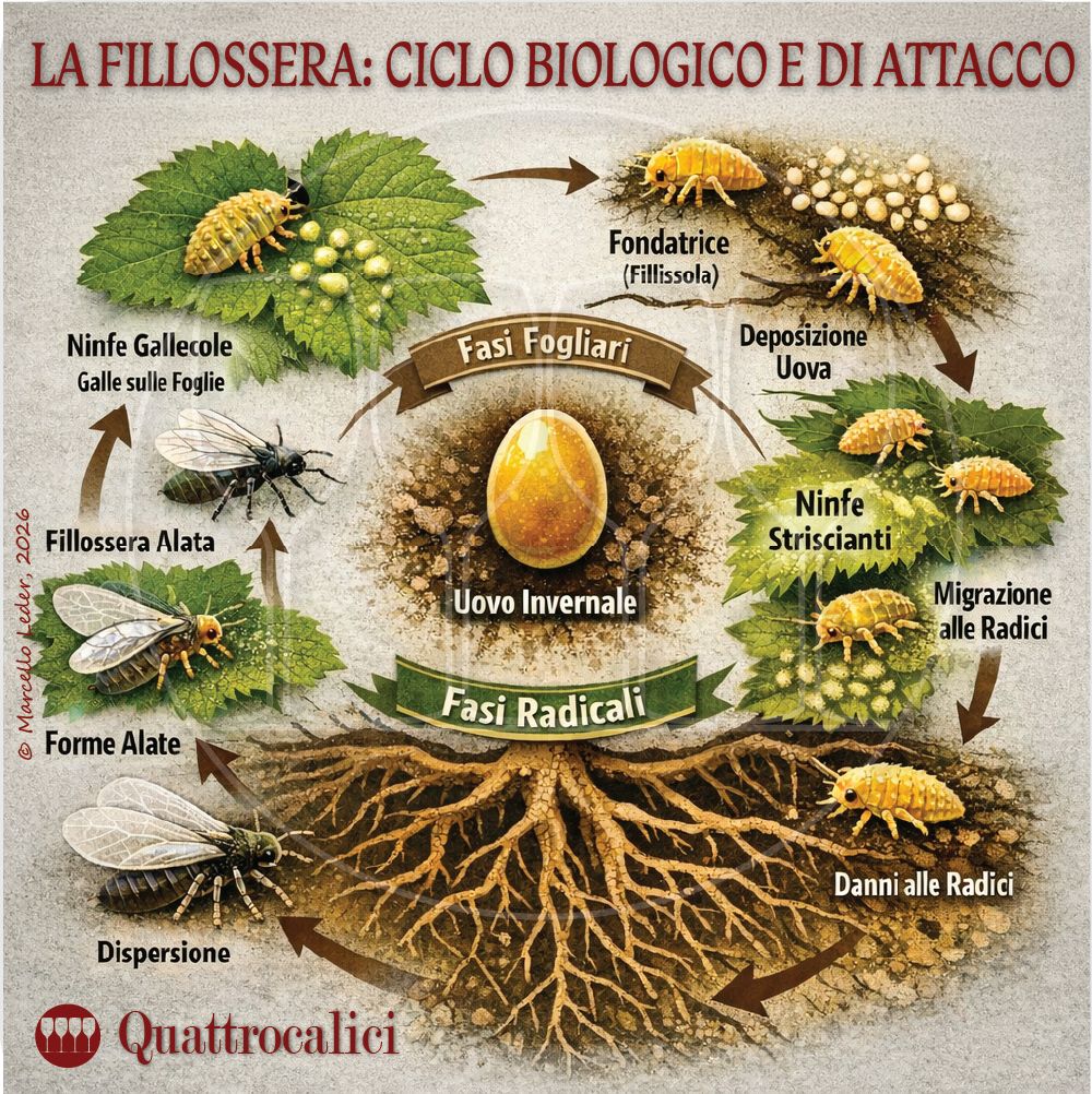 fillossera: ciclo vitale e di attacco