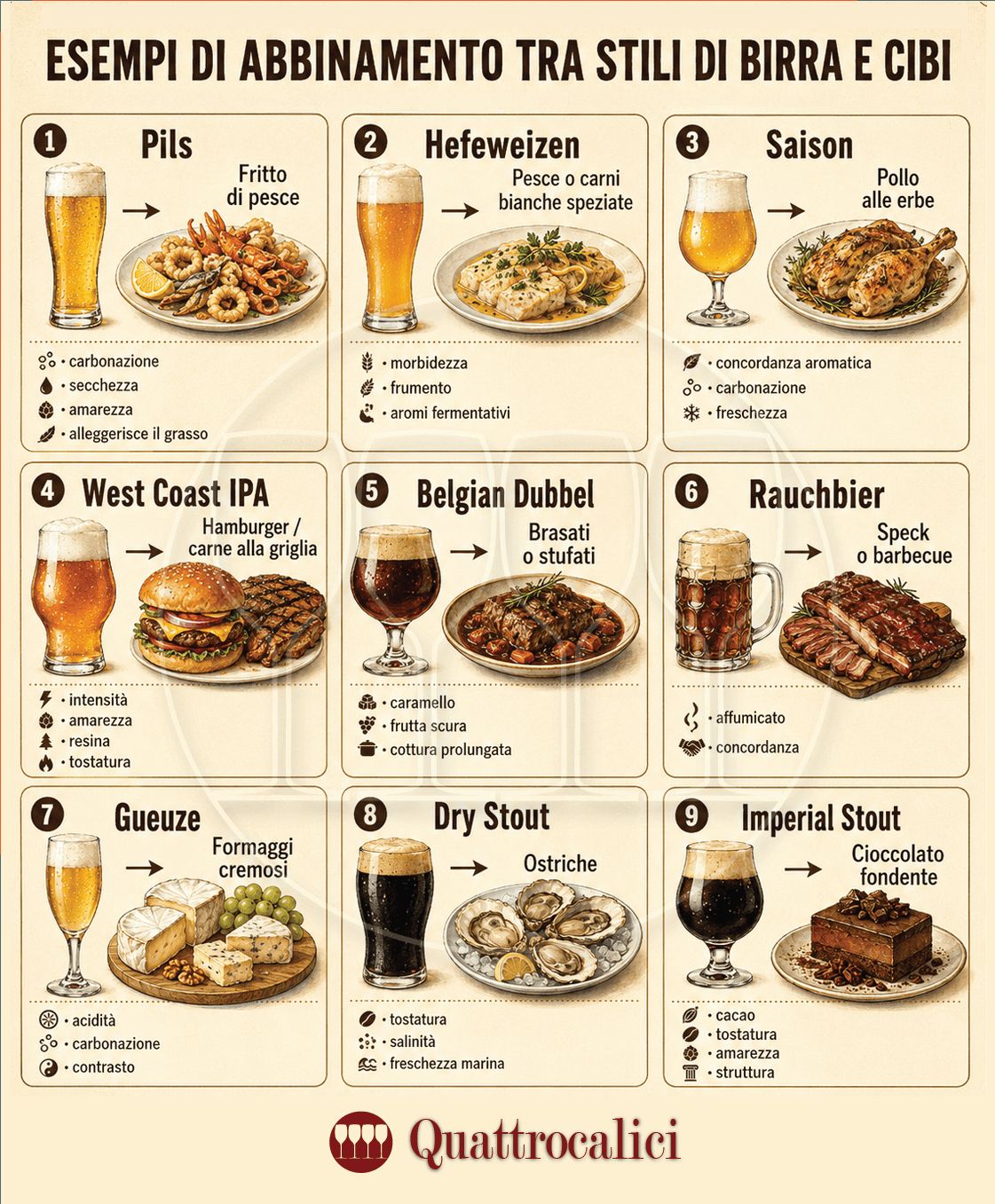 Gli stili della birra e il loro abbinamento con i cibi