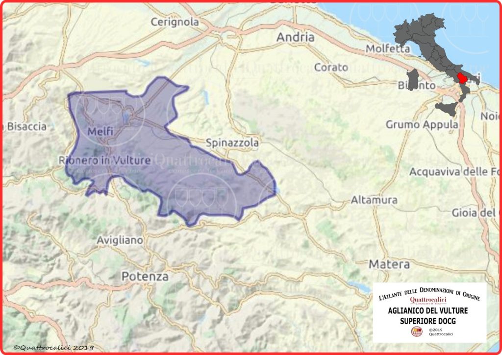 Aglianico del Vulture superiore DOCG cartina