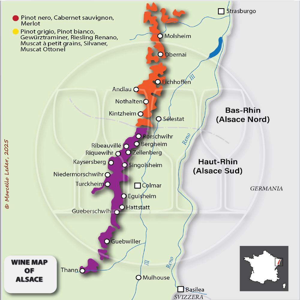 Cartina del Vino in Alsazia
