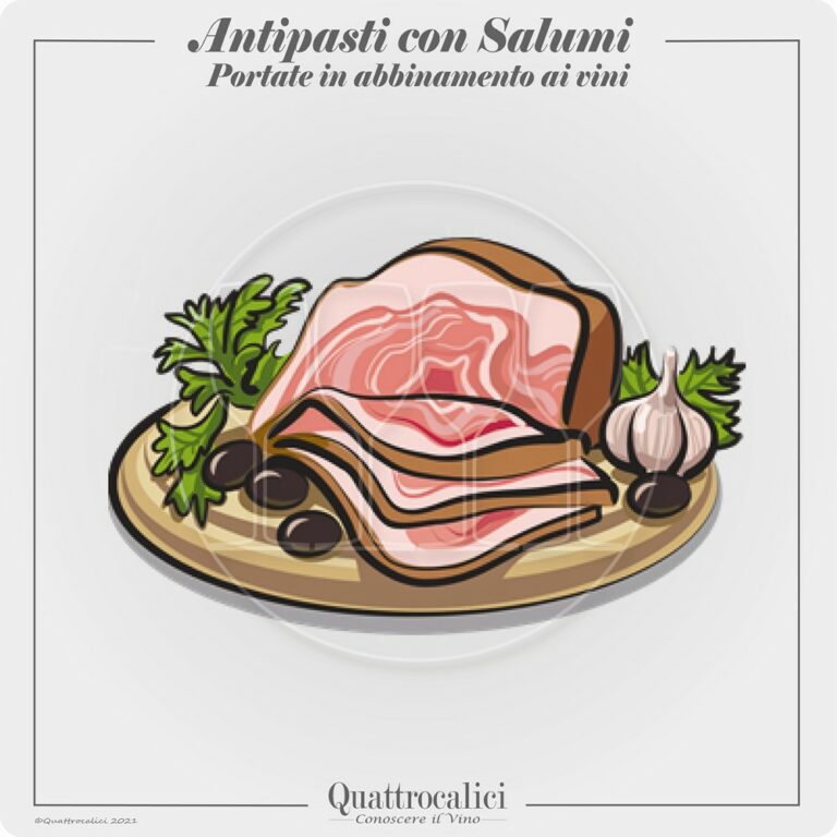 antipasti con salumi e vini in abbinamento