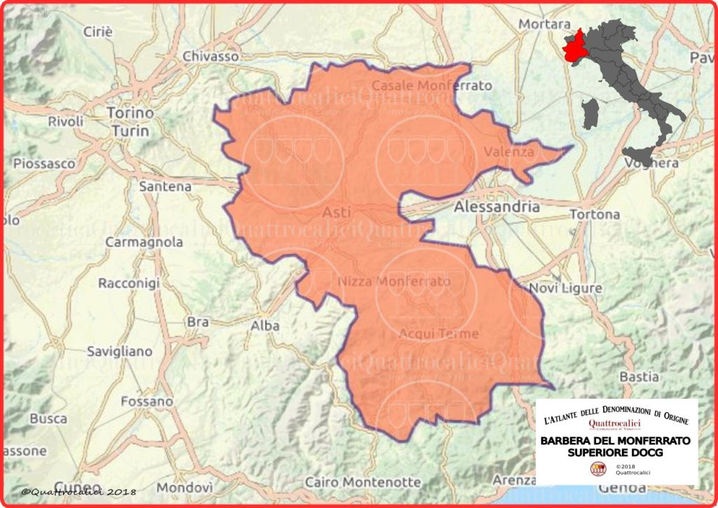 Cartina Barbera del Monferrato Superiore DOCG