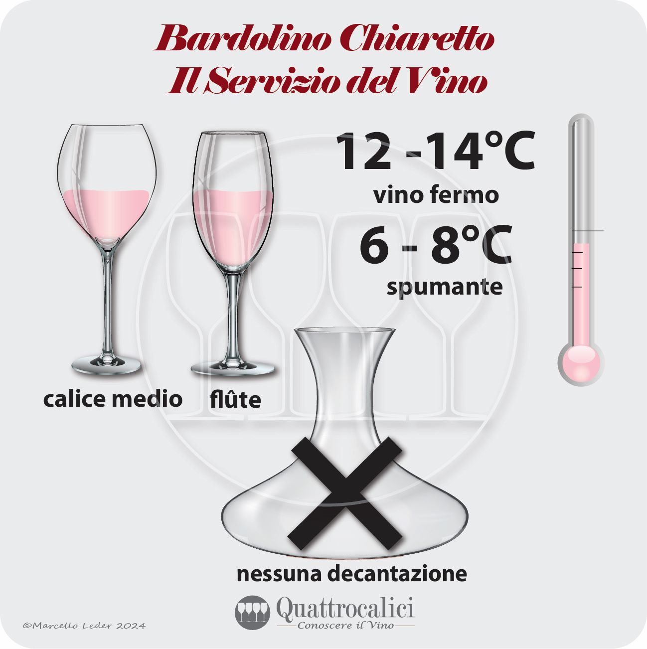 Il servizio dei vini Bardolino chiaretto