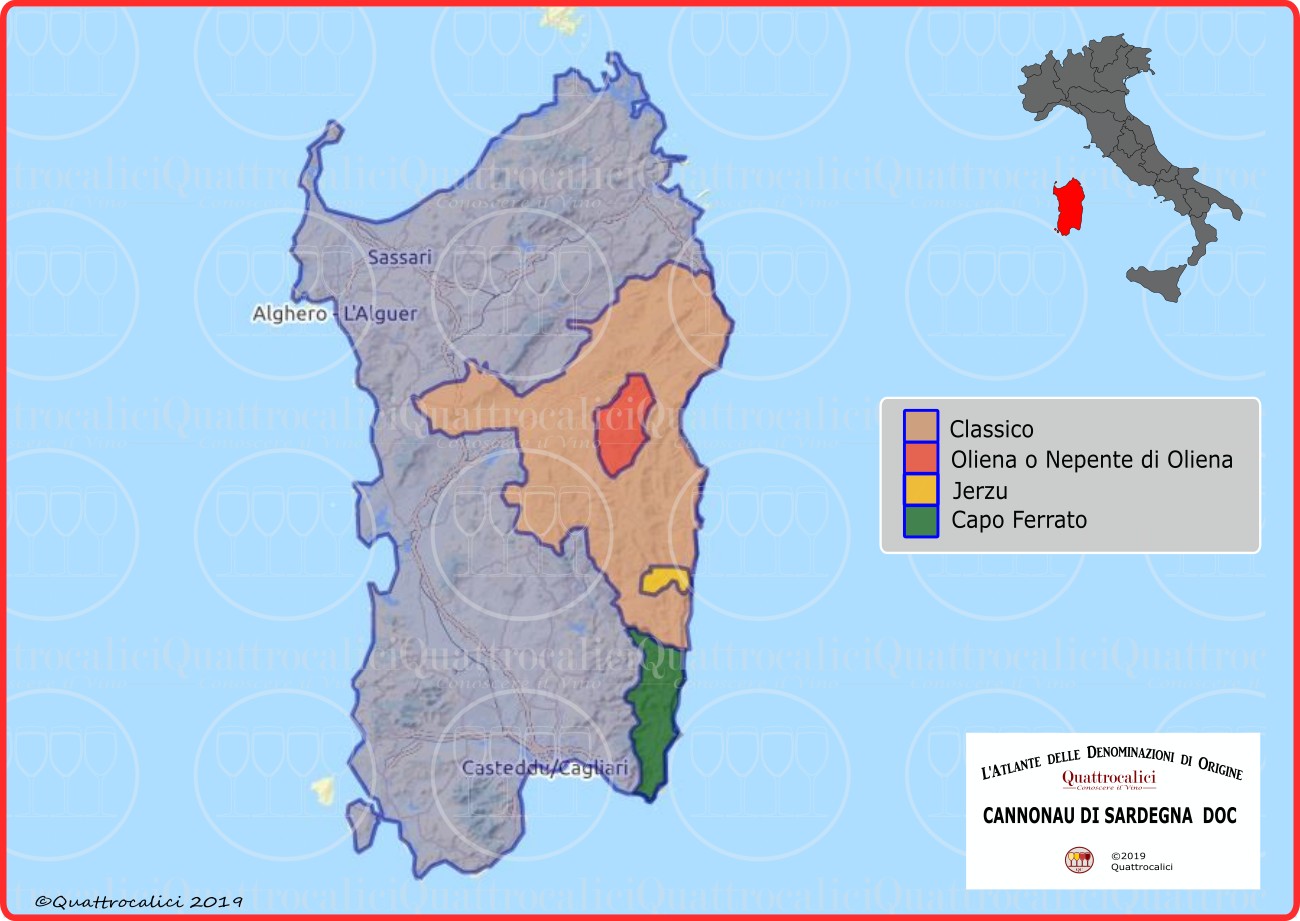 cannonau di sardegna doc cartina