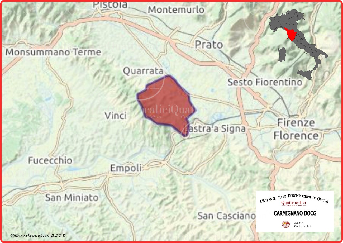 Carmignano DOCG cartina della denominazione