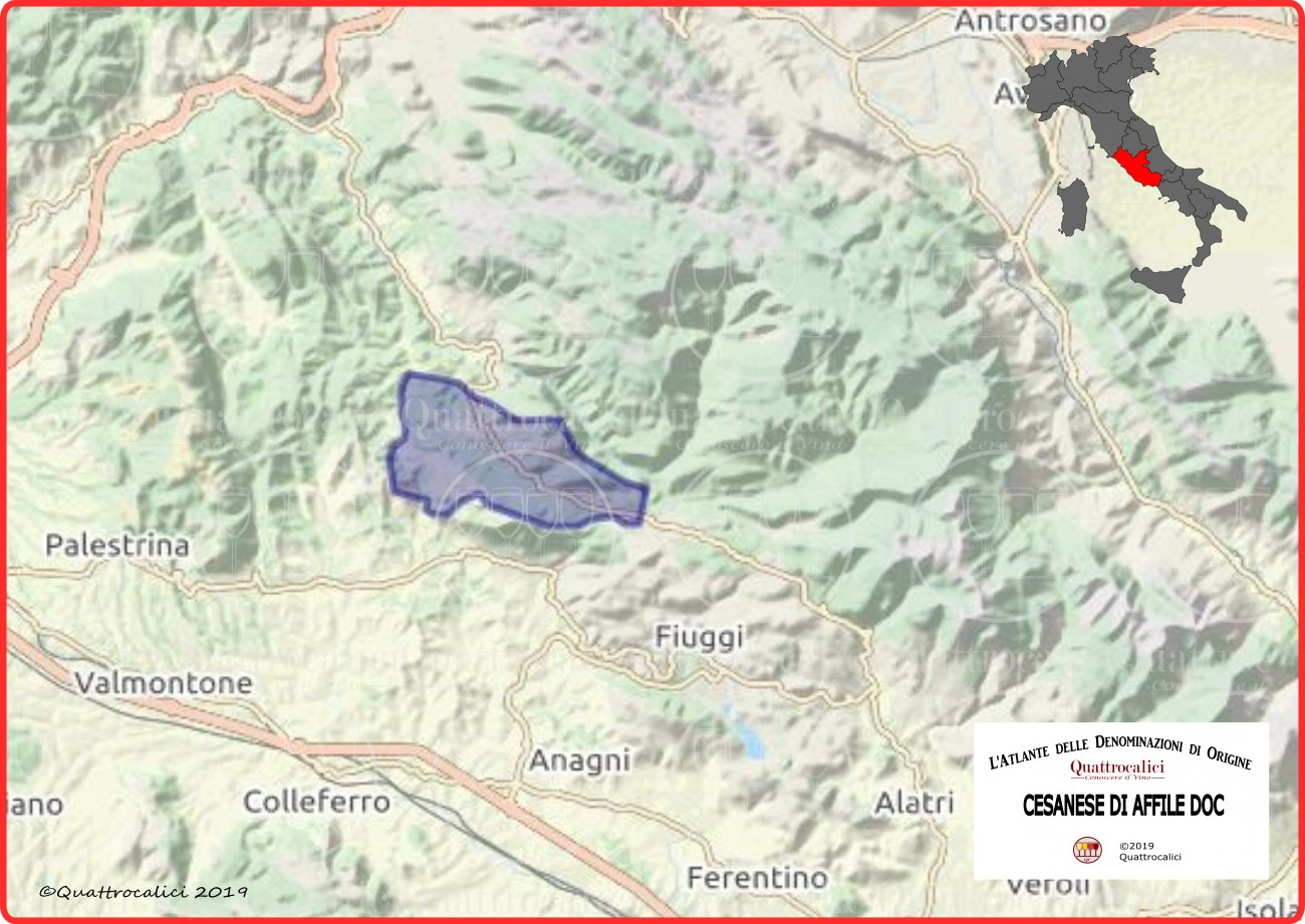 Cesanese di Affile DOC Cartina Denominazione