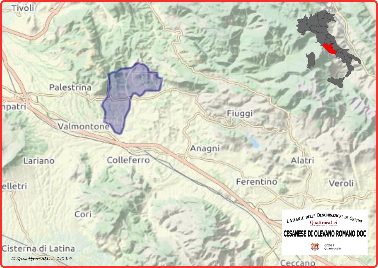 Cesanese di Olevano Romano DOC Cartina Denominazione