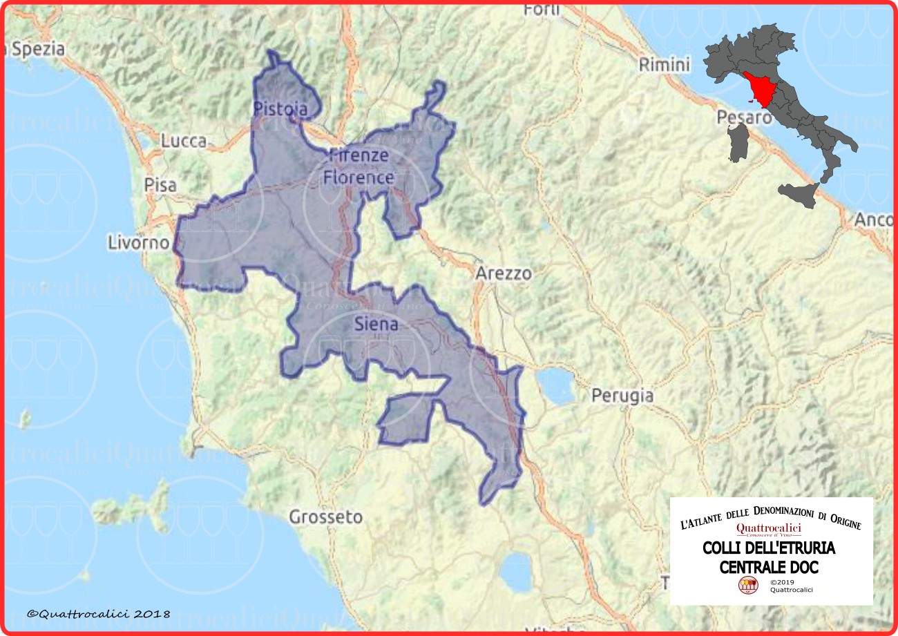 Cartina Colli dell'Etruria Centrale DOC