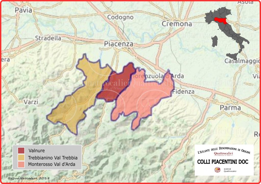 colli piacentini doc cartina