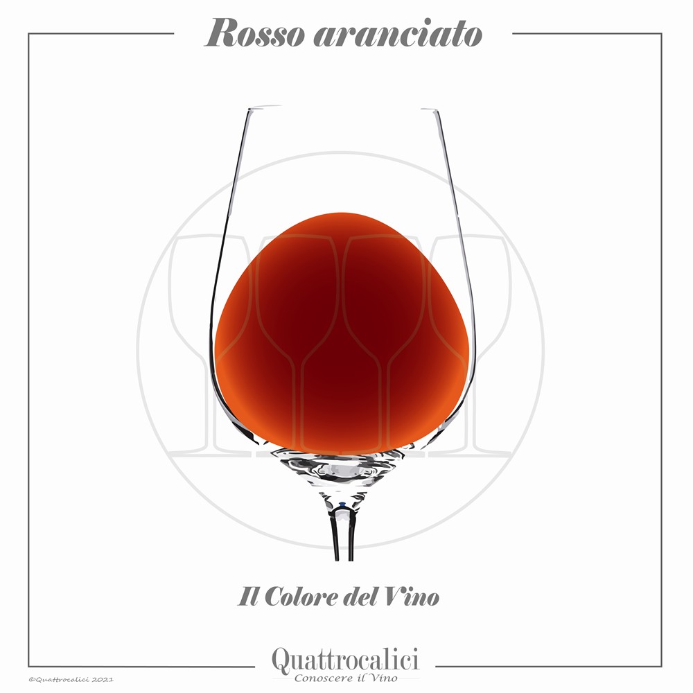 Vino di colore rosso aranciato