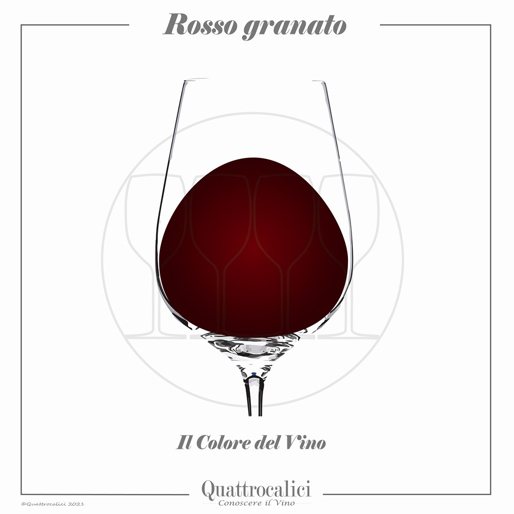 Vino di colore rosso granato