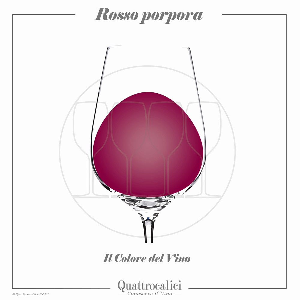 Vino di colore rosso porpora