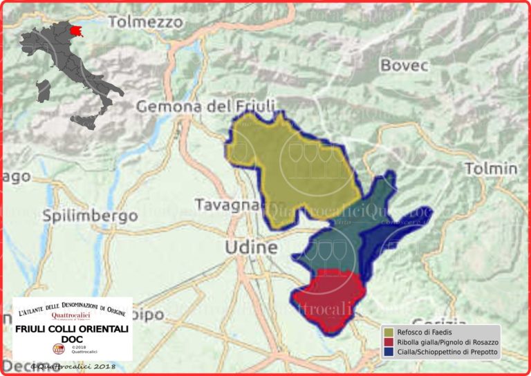 Collio Region Map Friuli Colli Orientali DOC - Quattrocalici - Tutte le DOC della regione ...