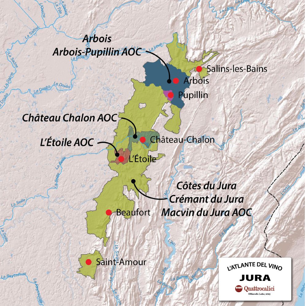 cartina delle denominazioni di origine dello jura