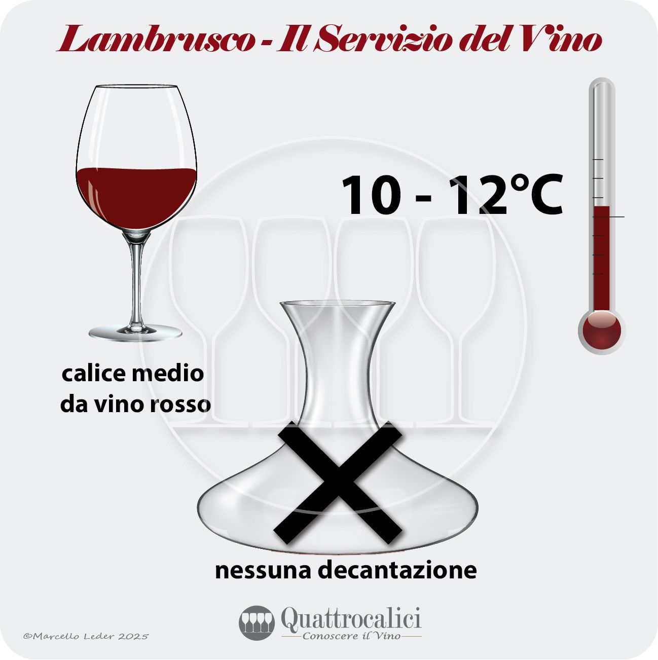 Il servizio dei vini Lambrusco