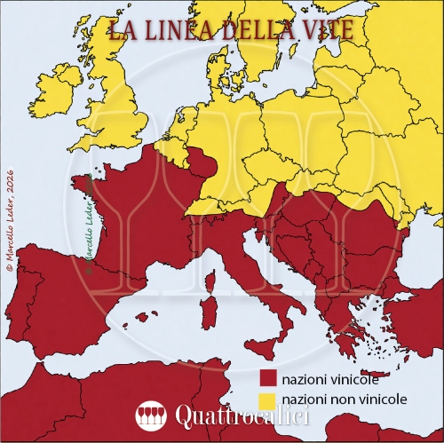 La linea della vite: nazioni vinicole e nazioni non vinicole