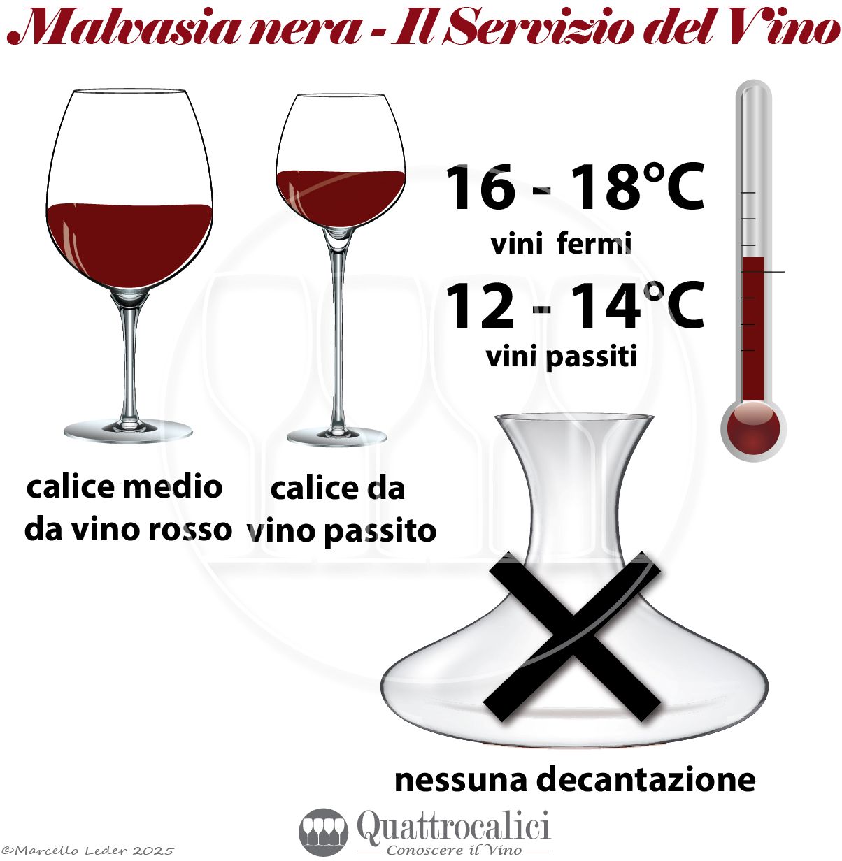 Il servizio dei vini Malvasia nera