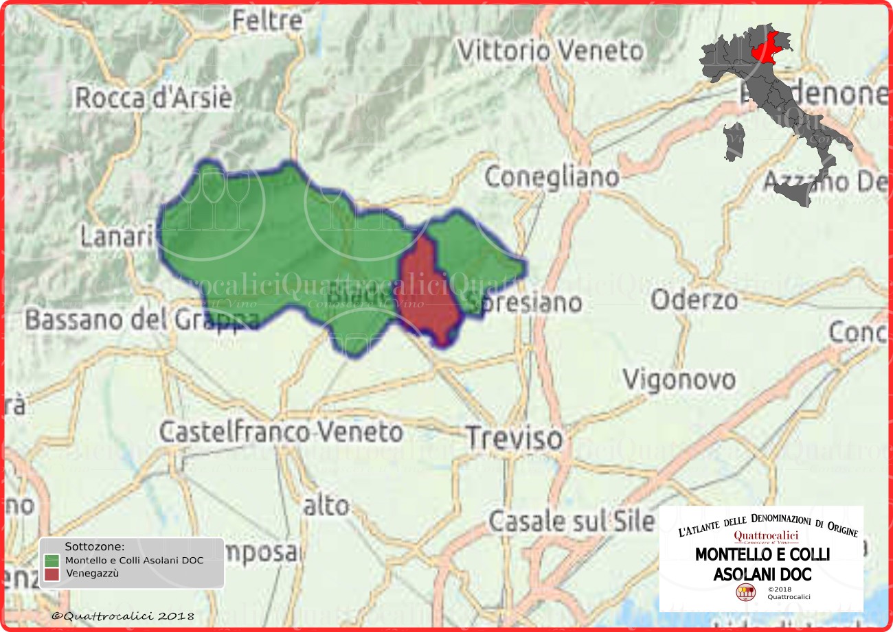 Cartina Montello e Colli Asolani DOC