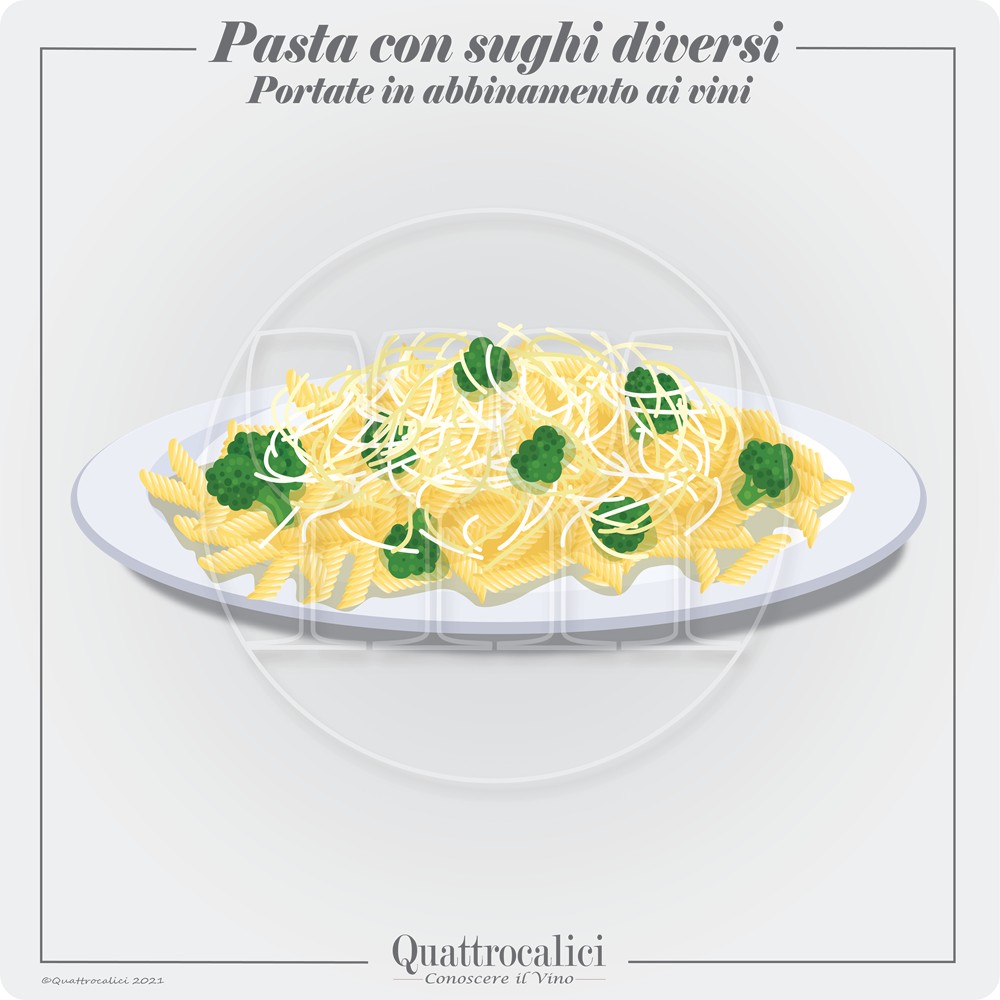 pasta con salse diverse e vini in abbinamento