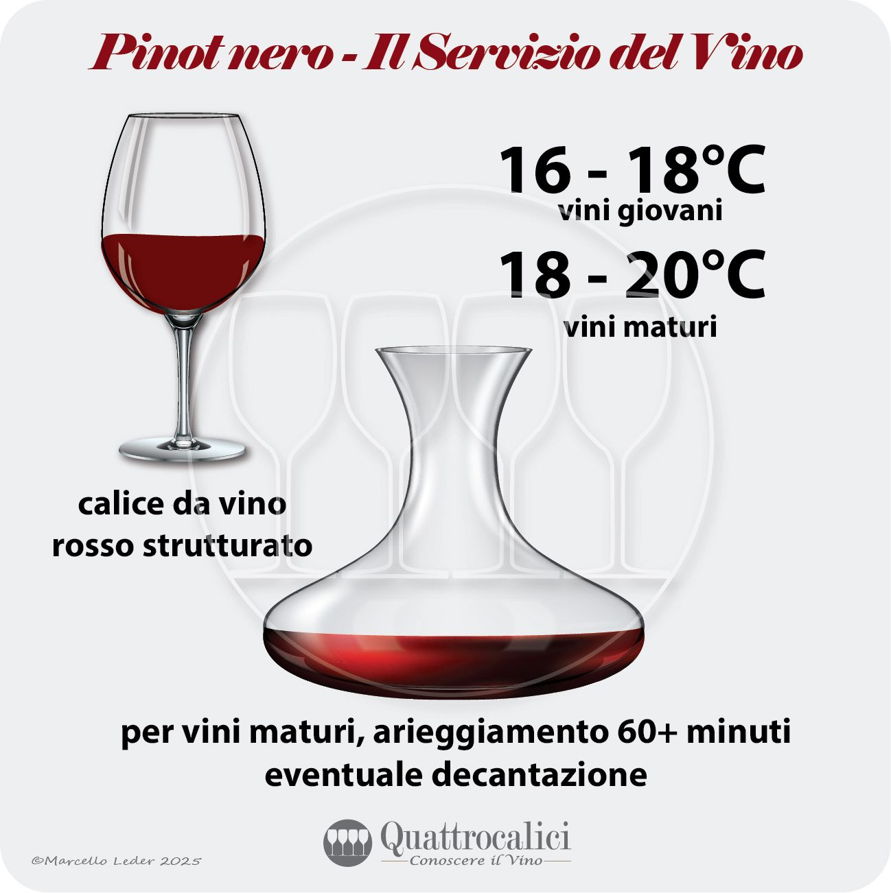 Il servizio dei vini Pinot nero