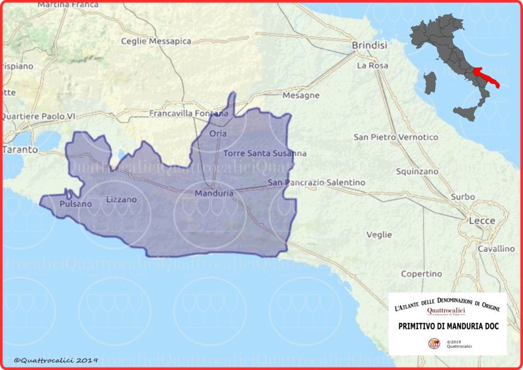 Primitivo di Manduria DOC cartina