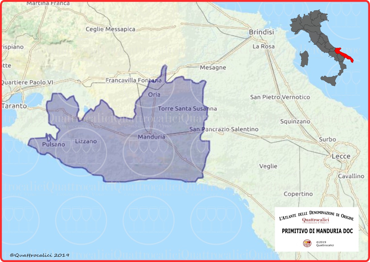 Primitivo di Manduria DOC cartina