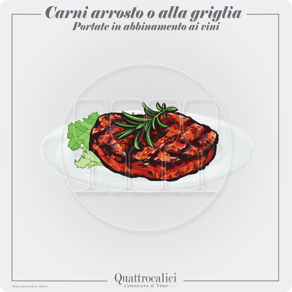 Carni carni arrosto o alla griglia a vini in abbinamento