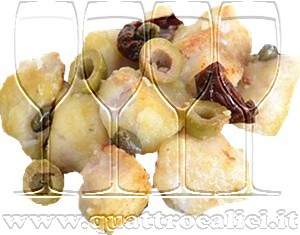Spezzatino di merluzzo con olive e capperi