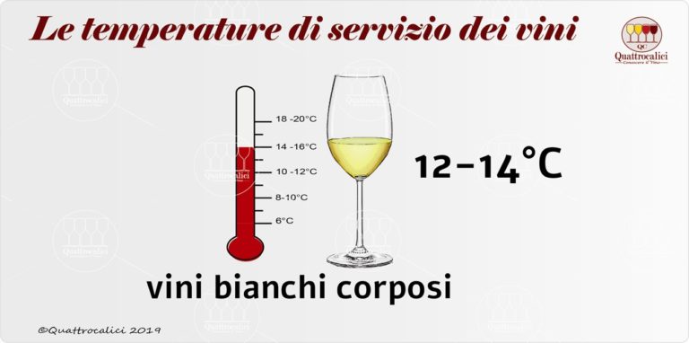 temperatura di servizio per i vini bianchi corposi