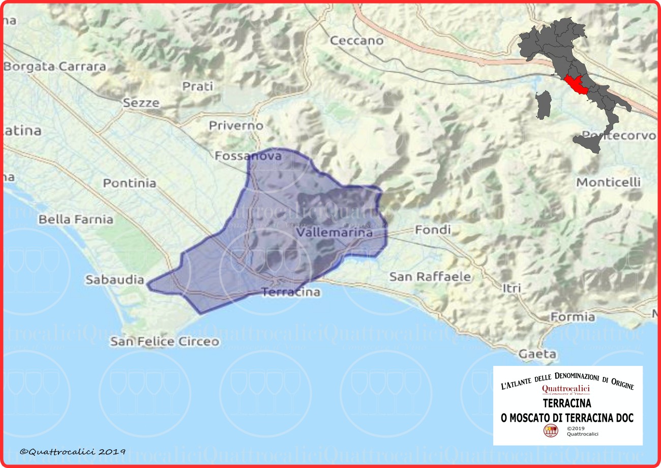 Terracina o Moscato di Terracina DOC Cartina Denominazione