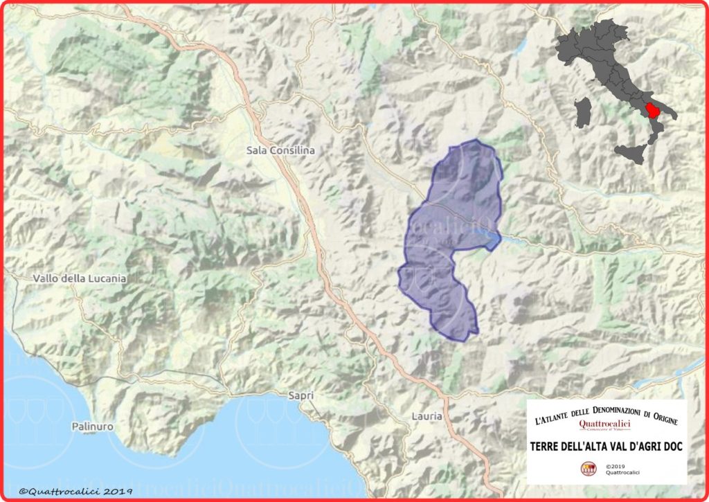 Terre dell'Alta Val d'Agri DOC cartina