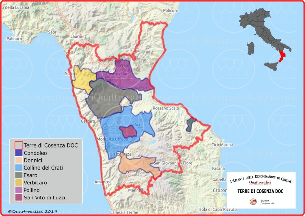 Terre di Cosenza DOC cartina