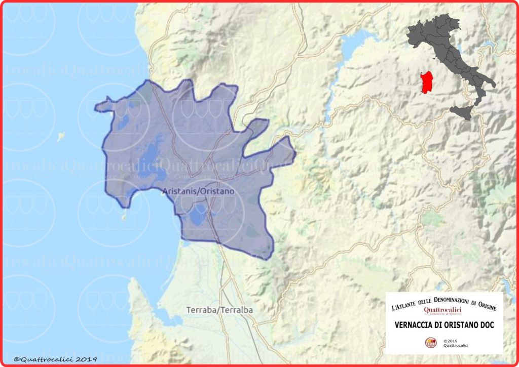 vernaccia di oristano doc cartina