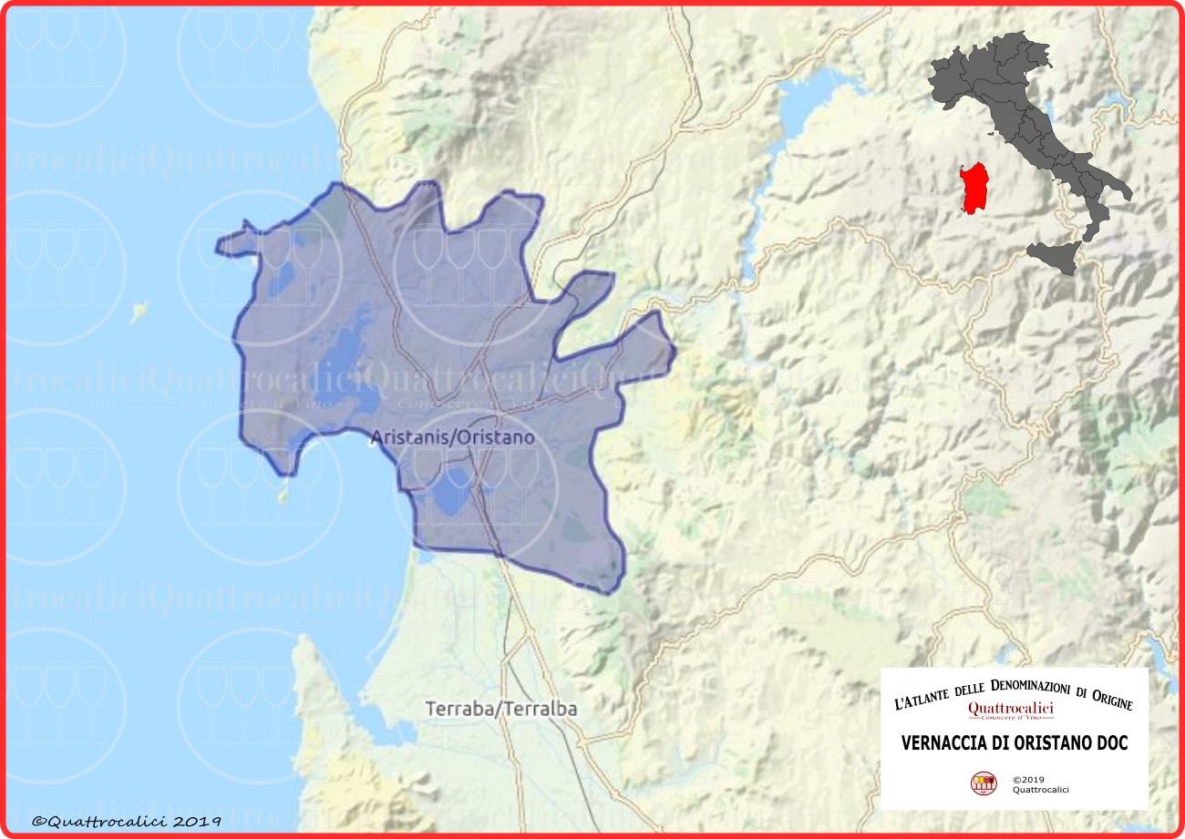 vernaccia di oristano doc cartina