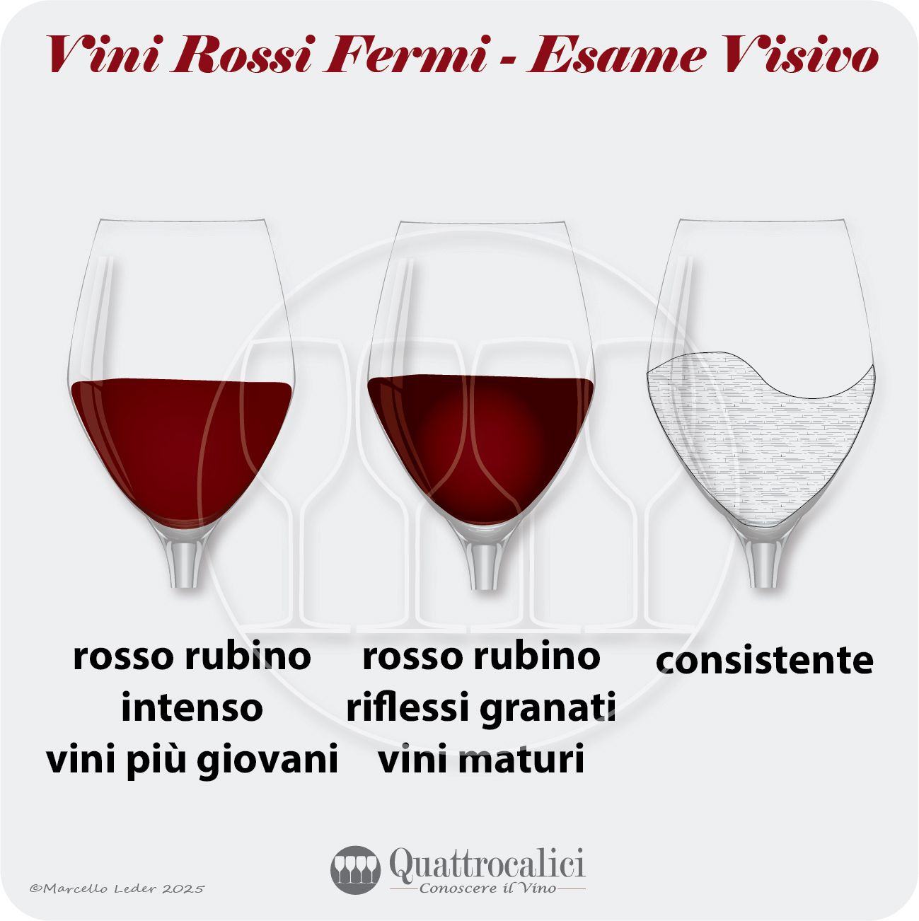 L'esame visivo dei vini rossi fermi