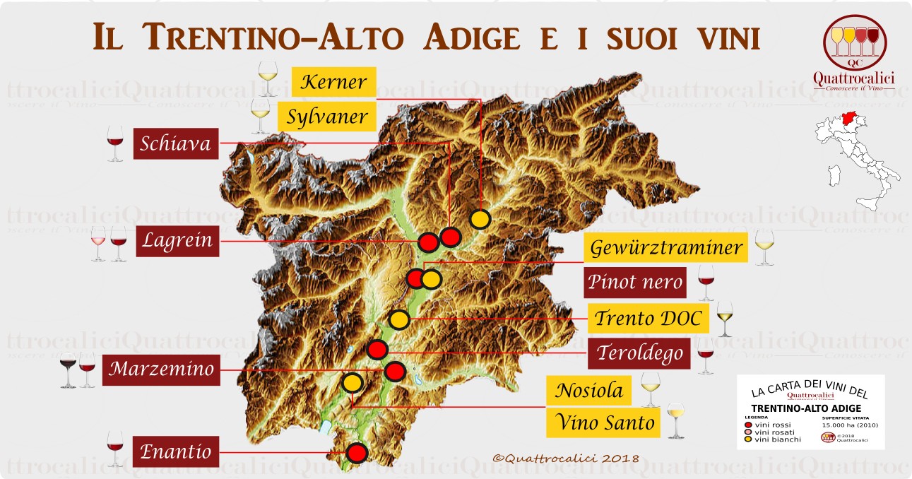 Classici vini del Trentino-Alto Adige. 