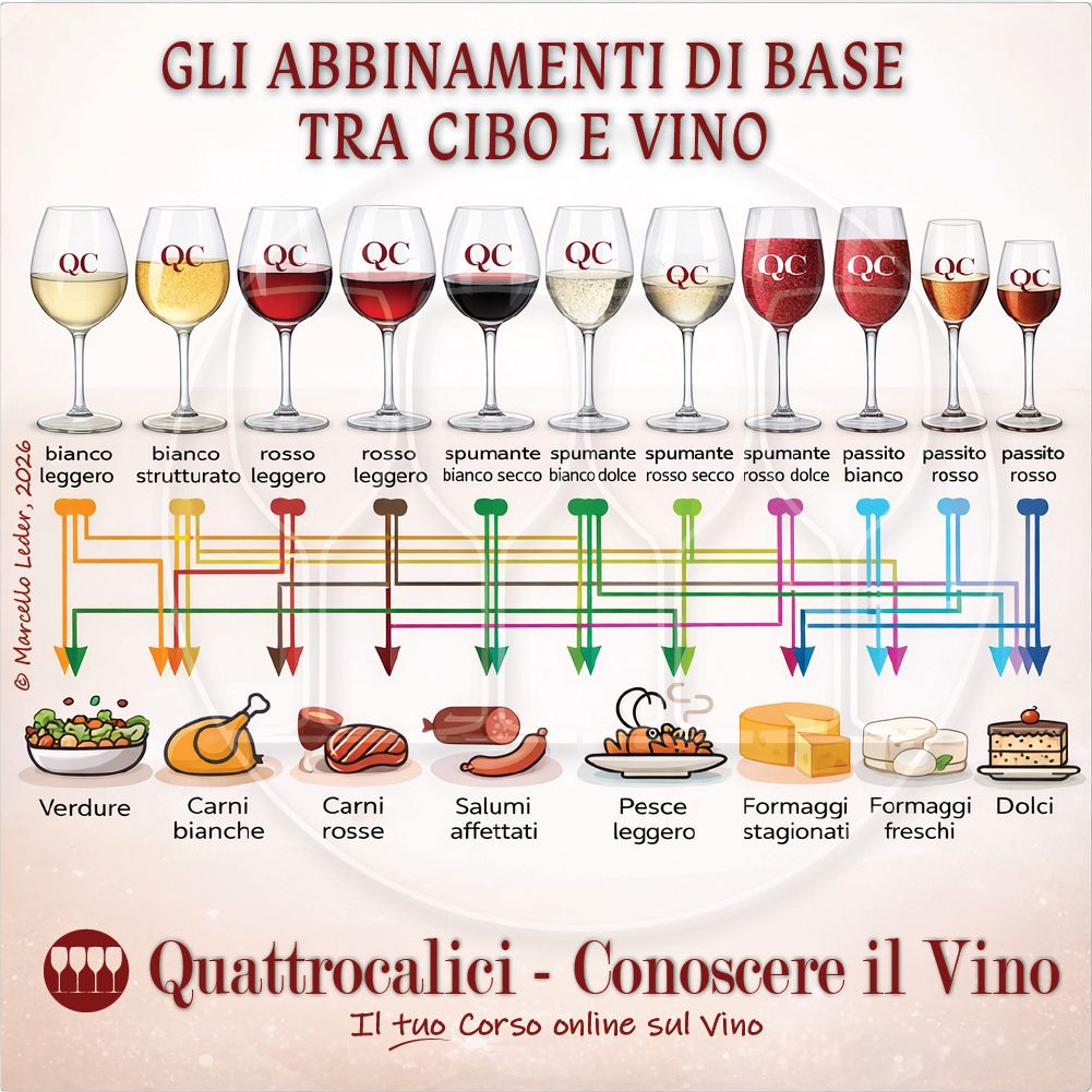 Gli abbinamenti di base tra cibo e vino