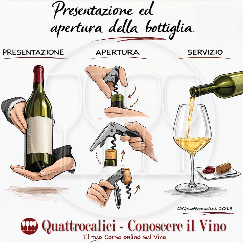presentazione ed apertura delle bottiglie nel servizio del vino