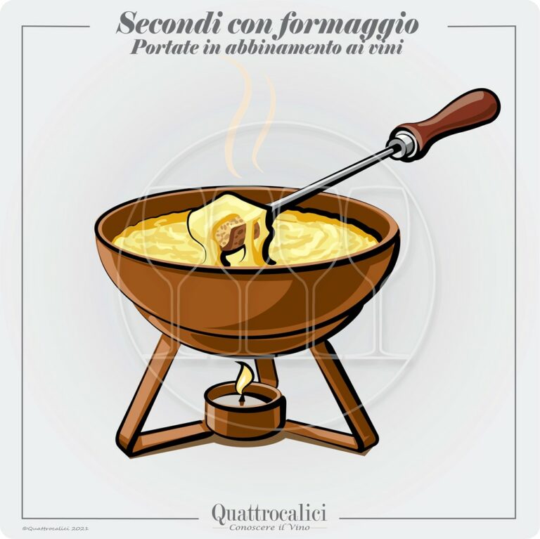 secondi piatti al formaggio e vini in abbinamento